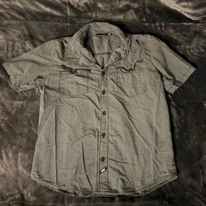 Vans Men's Gray Striped Button Down Shirt